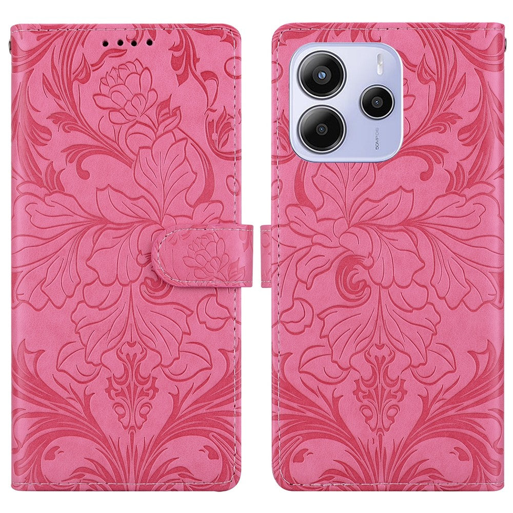 For Xiaomi Redmi Note 14 4G (164.84mm) Leather Case Imprinted Floral Pattern Wallet Stand Flip Phone Cover