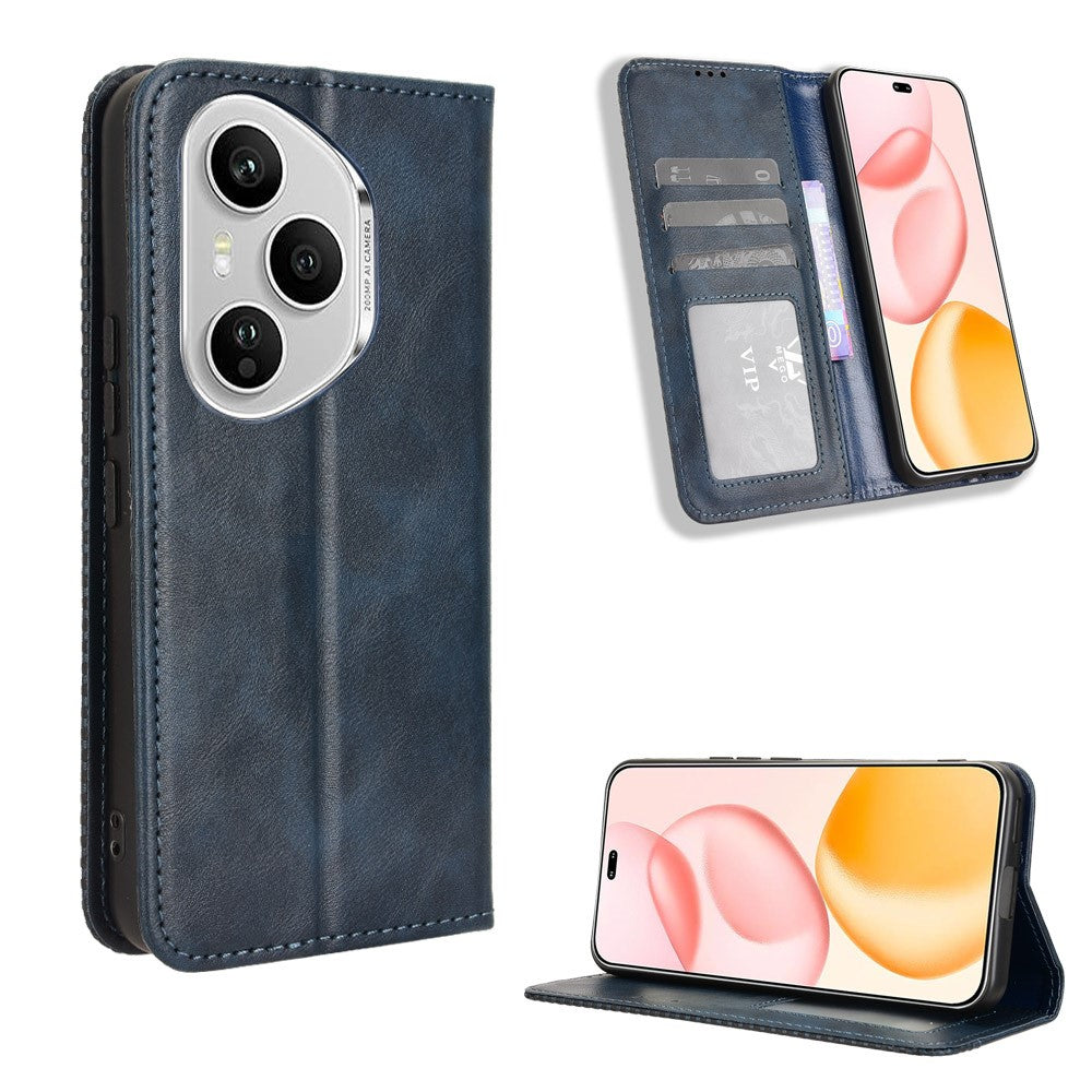 For Honor 400 Pro 5G (Global) Leather Case Wallet Stand Retro Texture Phone Cover
