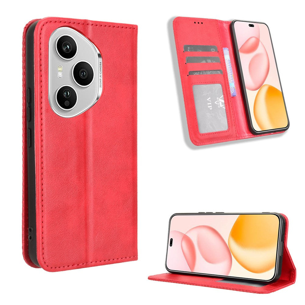 For Honor 400 Pro 5G (Global) Leather Case Wallet Stand Retro Texture Phone Cover
