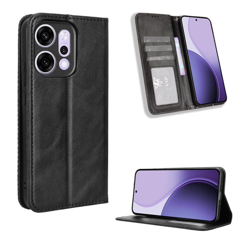 For Oppo Reno14 Pro 5G (Global) Leather Case Wallet Stand Retro Texture Phone Cover