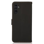 KHAZNEH för Samsung Galaxy A18 5G / A18 4G / A17 5G / A17 4G / A26 5G-skal i äkta nötskinn med RFID-blockerande plånboksfodral.