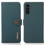 KHAZNEH för Samsung Galaxy A18 5G / A18 4G / A17 5G / A17 4G / A26 5G-skal i äkta nötskinn med RFID-blockerande plånboksfodral.