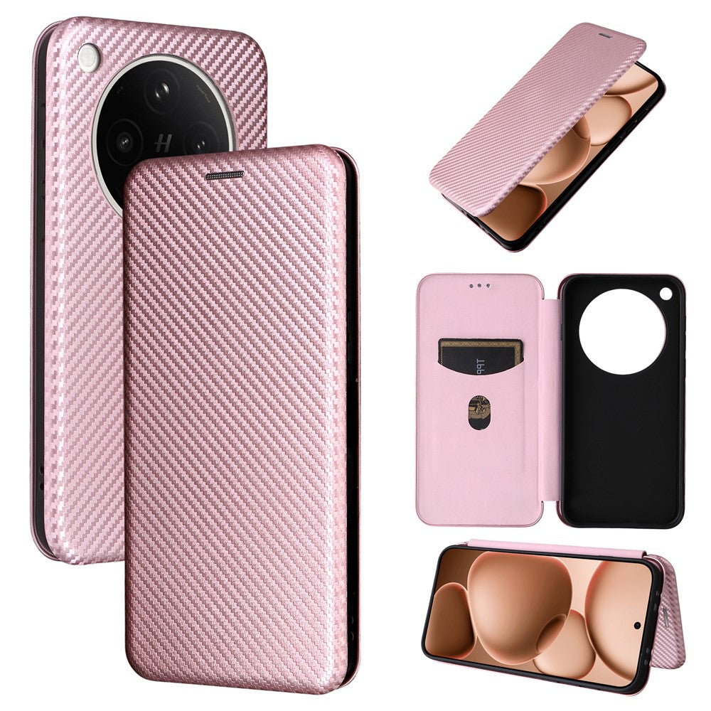 For Oppo Find X8s+ 5G Case Carbon Fiber Texture Drop-Proof PU Leather Phone Cover