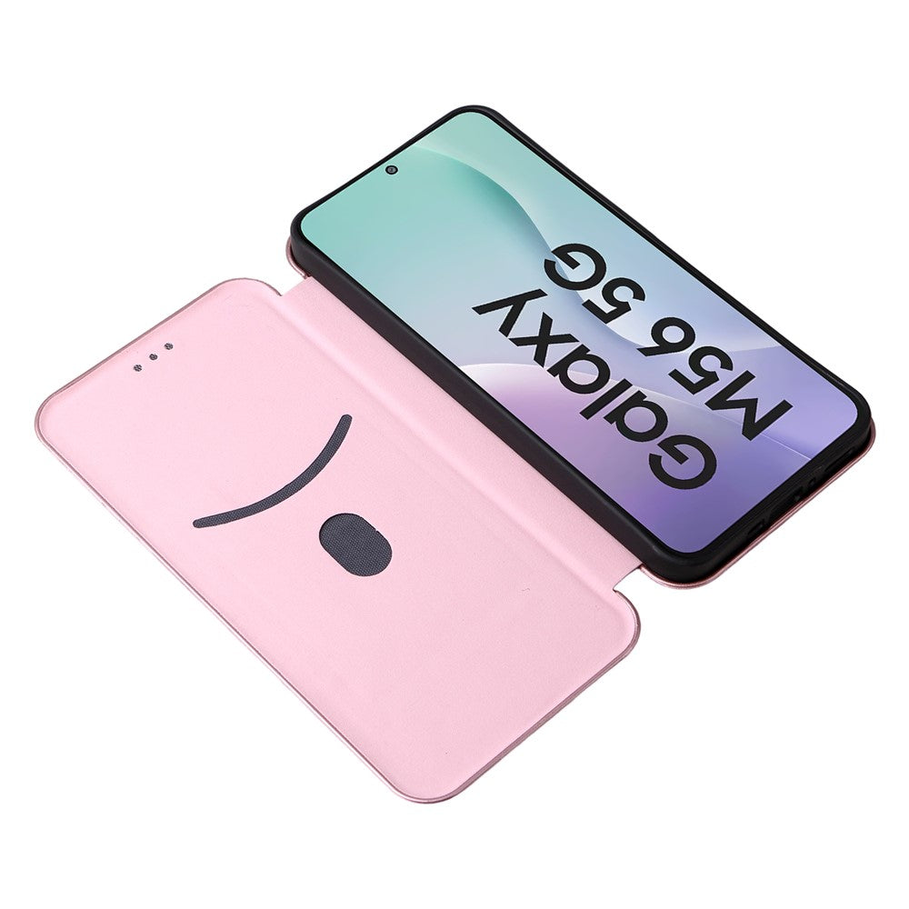 For Samsung Galaxy M56 5G Case Carbon Fiber Texture Drop-Proof PU Leather Phone Cover