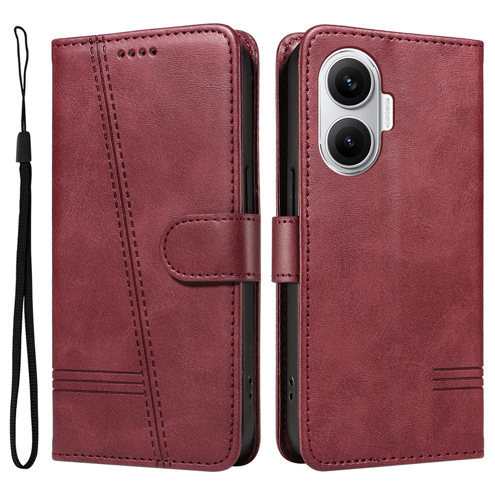 Xiaomi Poco F7 5G / Xiaomi Redmi Turbo 4 Pro 5G Plånboksfodral T-formade linjer Lädermobilskal Stativ