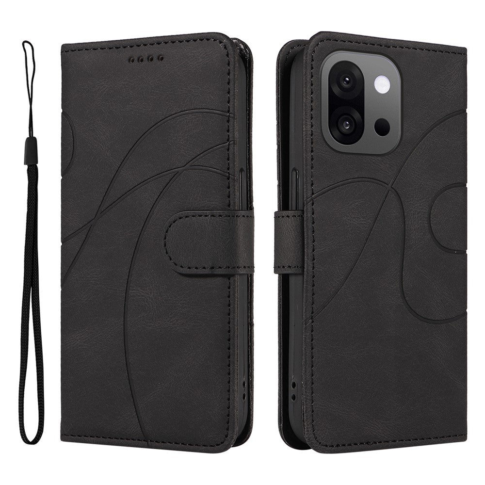 OnePlus 13T 5G Plånboksfodral Lädermobilfodral Stativ med Böjd Linjedesign