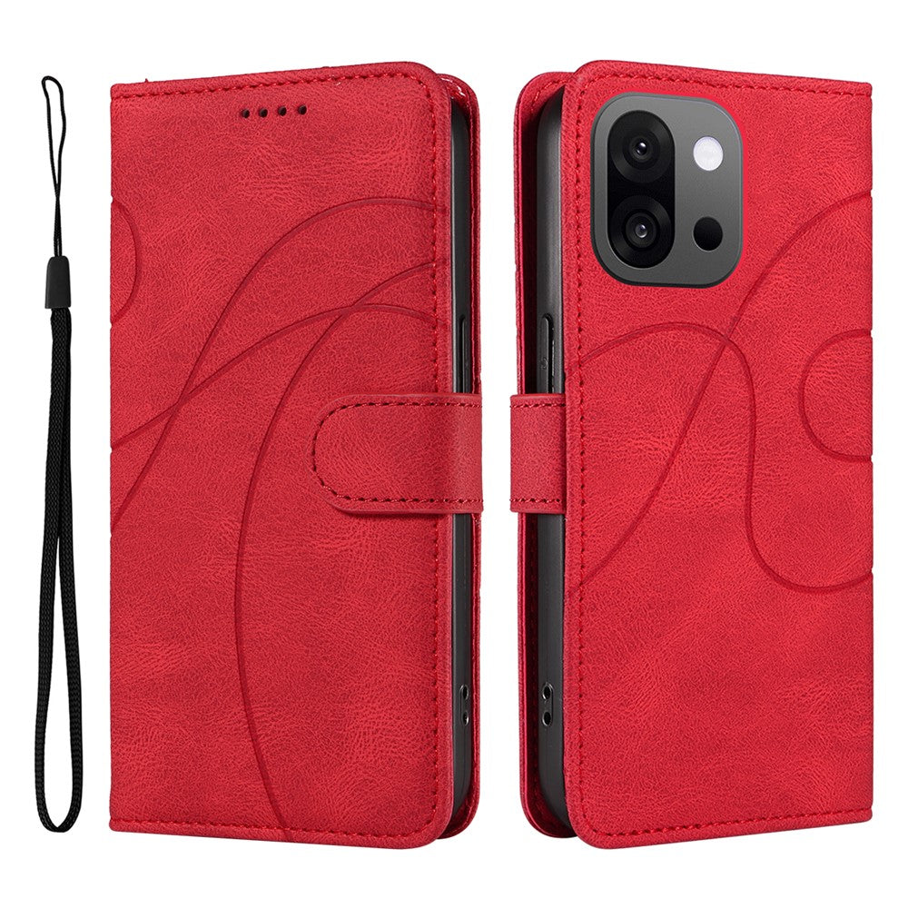 OnePlus 13T 5G Plånboksfodral Lädermobilfodral Stativ med Böjd Linjedesign