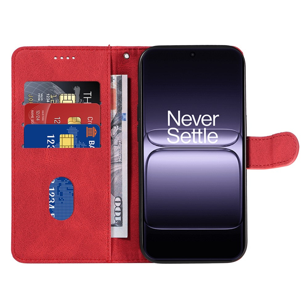 OnePlus 13T 5G Plånboksfodral Lädermobilfodral Stativ med Böjd Linjedesign