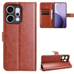 For Oppo Reno14 Pro 5G (Global) PU Leather Case with Strap Crazy Horse Texture Phone Wallet Cover