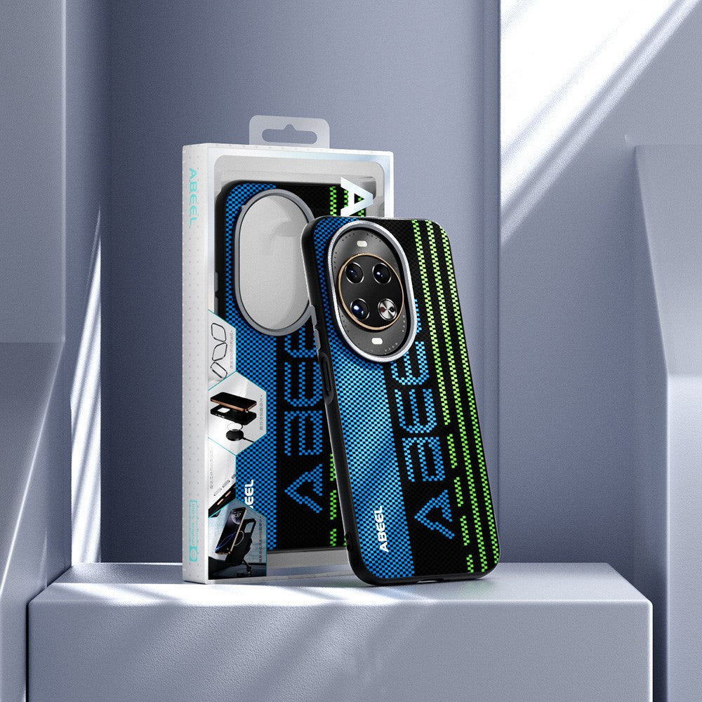 ABEEL For Huawei nova 14 Pro 5G Magnetic Case Micro-Embossing 6D Printed PC TPU Aluminum Alloy Leather Phone Cover