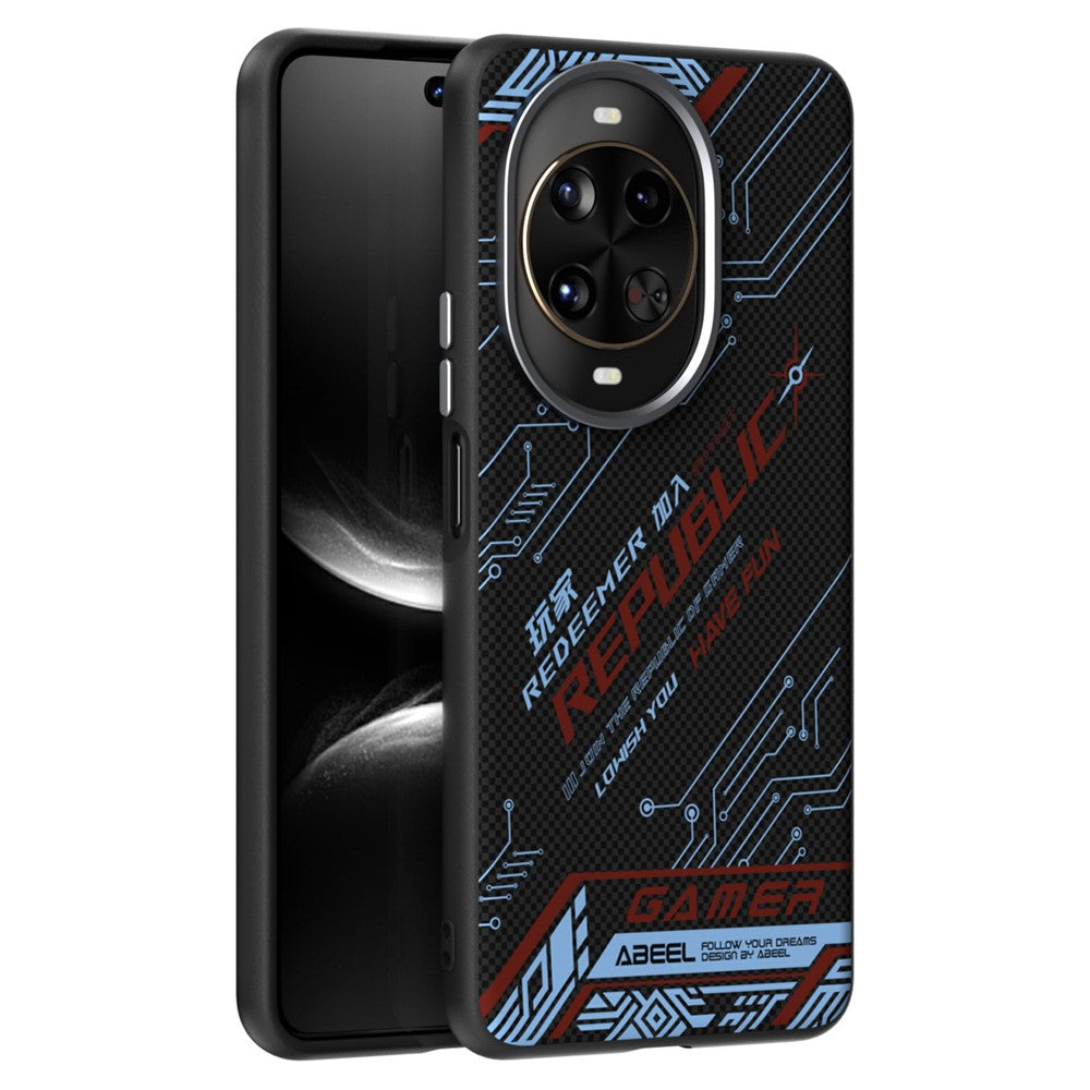 ABEEL For Huawei nova 14 Pro 5G Magnetic Case Micro-Embossing 6D Printed PC TPU Aluminum Alloy Leather Phone Cover