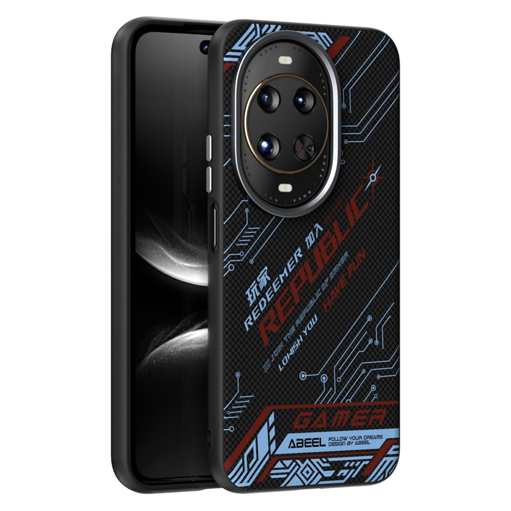 ABEEL For Huawei nova 14 Ultra 5G Magnetic Case Micro-Embossing 6D Printed PC TPU Aluminum Alloy Leather Phone Cover