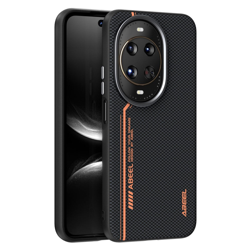 ABEEL For Huawei nova 14 Ultra 5G Magnetic Case Micro-Embossing 6D Printed PC TPU Aluminum Alloy Leather Phone Cover