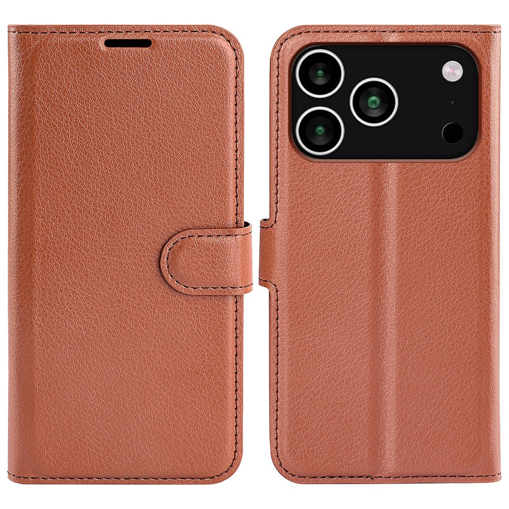 For iPhone 18 Pro Max / 17 Pro Max Case Litchi Texture Shockproof Leather Wallet Phone Cover