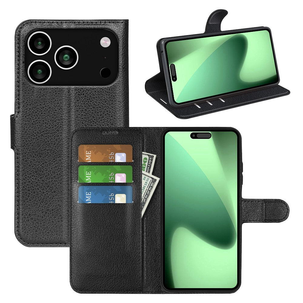 For iPhone 18 Pro / 17 Pro Case Litchi Texture Shockproof Leather Wallet Phone Cover