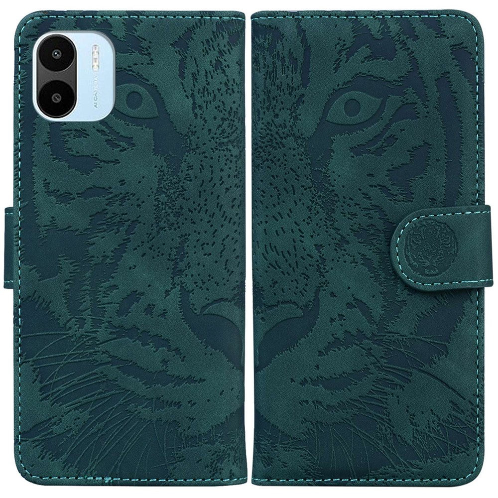 For Xiaomi Redmi A1 4G / A2 4G Magnetic Clasp PU Leather Anti-fall Phone Case Tiger Pattern Imprinted Flip Stand Wallet Cover