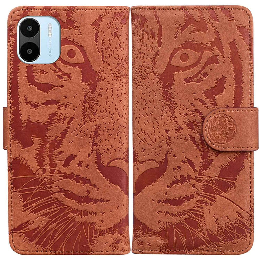 For Xiaomi Redmi A1 4G / A2 4G Magnetic Clasp PU Leather Anti-fall Phone Case Tiger Pattern Imprinted Flip Stand Wallet Cover