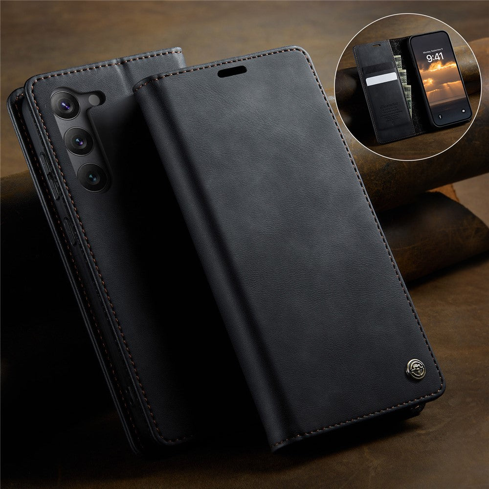 CASEME For Samsung Galaxy S23 Case  033 Series RFID Blocking Wallet Stand Calf Texture Leather Phone Cover