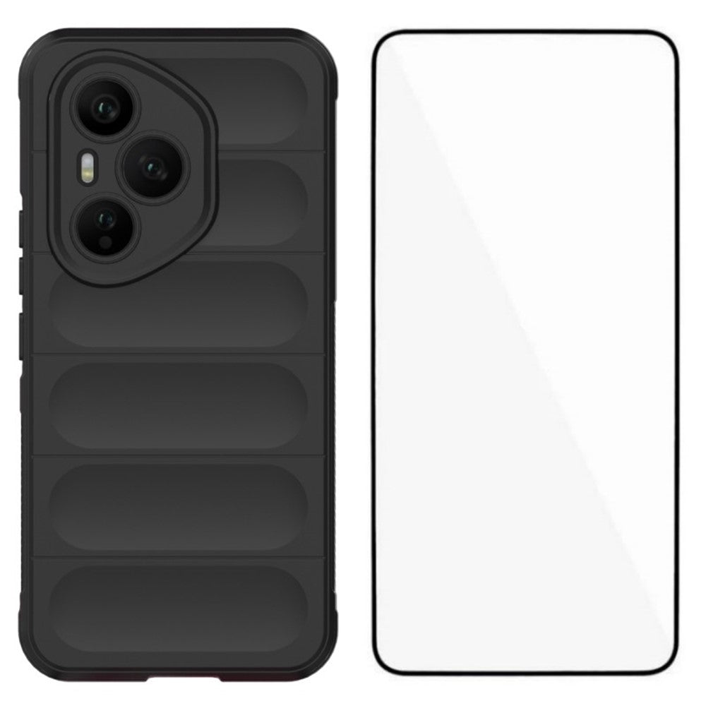 WANLONFENG til Honor 400 Pro 5G (Global), TPU-etui i HD-serien, skridsikkert mobilcover med hærdet glas