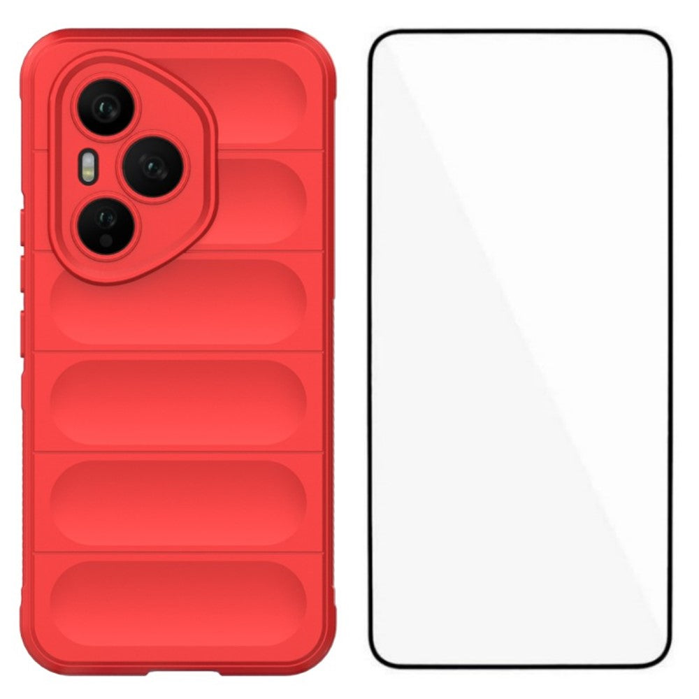WANLONFENG til Honor 400 Pro 5G (Global), TPU-etui i HD-serien, skridsikkert mobilcover med hærdet glas