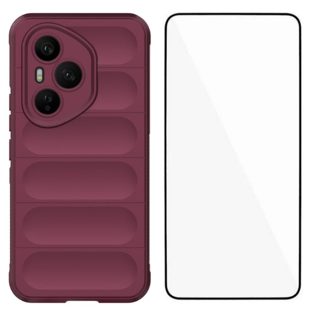 WANLONFENG til Honor 400 Pro 5G (Global), TPU-etui i HD-serien, skridsikkert mobilcover med hærdet glas
