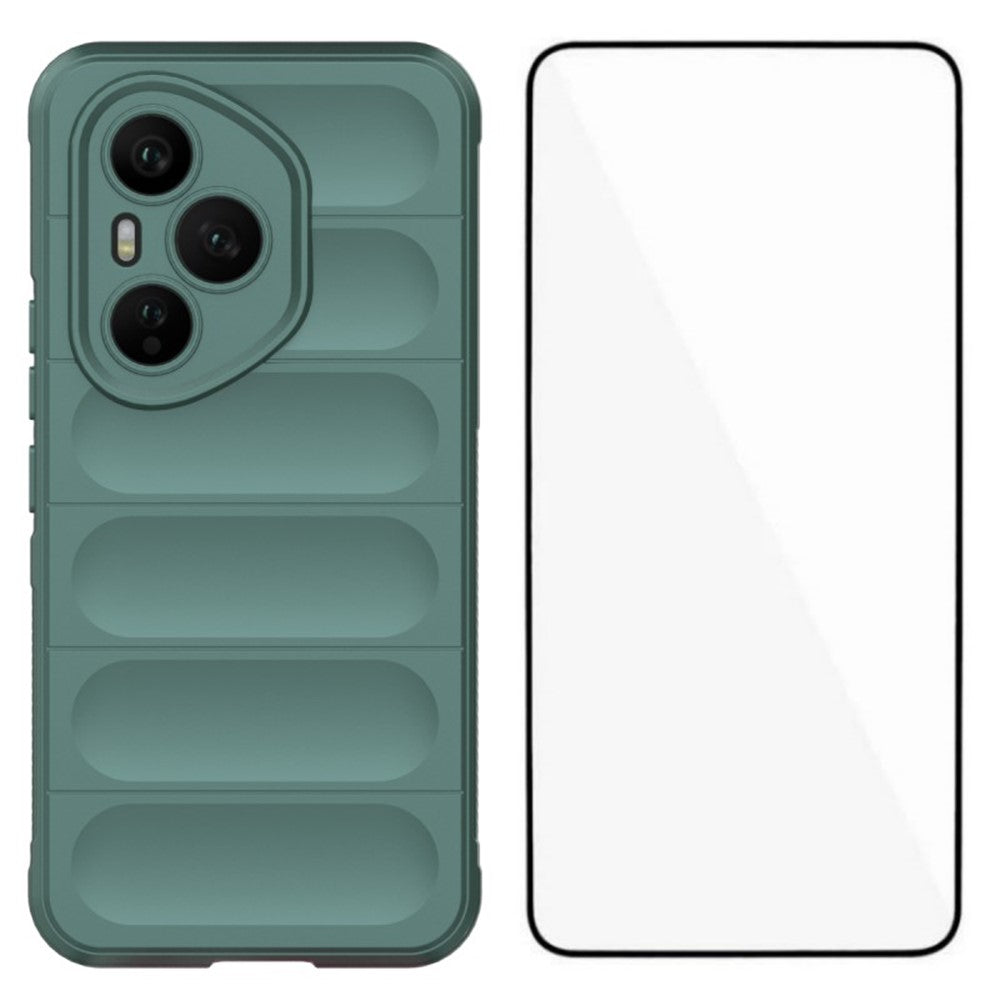 WANLONFENG til Honor 400 Pro 5G (Global), TPU-etui i HD-serien, skridsikkert mobilcover med hærdet glas