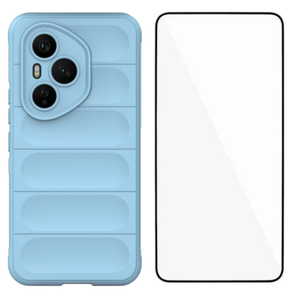 WANLONFENG til Honor 400 Pro 5G (Global), TPU-etui i HD-serien, skridsikkert mobilcover med hærdet glas