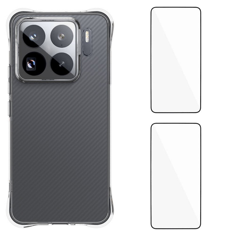 WANLONFENG För Xiaomi 15S Pro TPU-skal WL2-serien 2.0mm mobilskydd med 2 st. härdat glasfilm