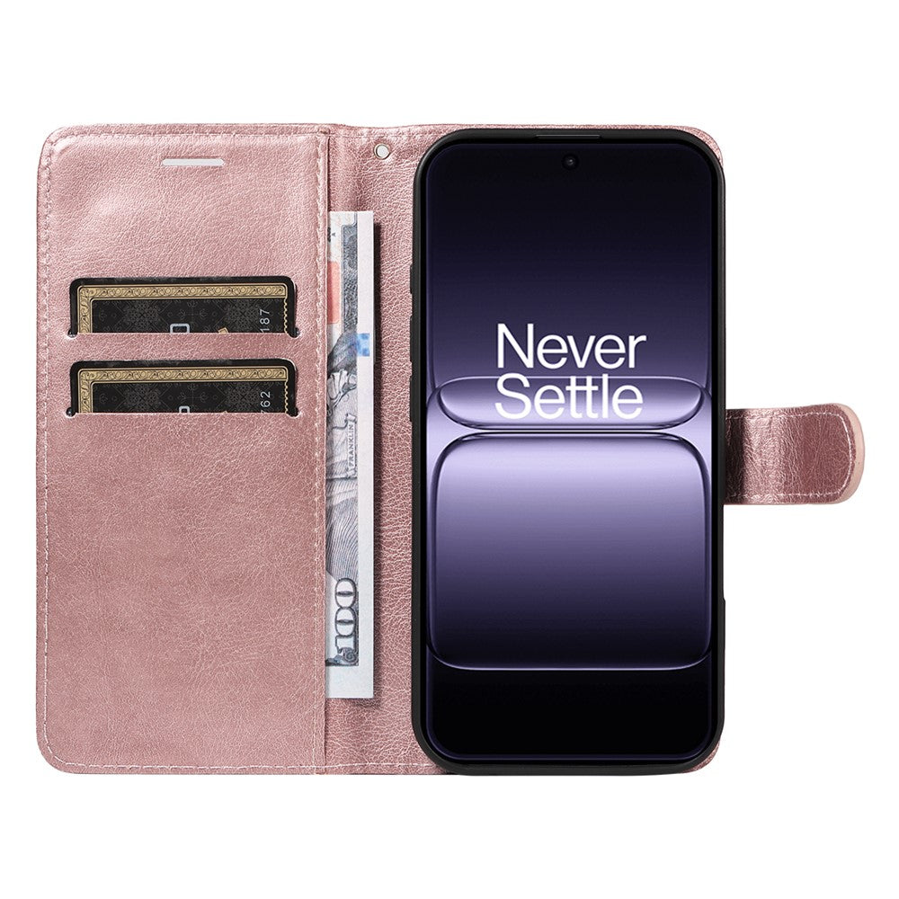 For OnePlus 13T 5G Leather Wallet Case with Strap Solid Color Phone Stand Cover
