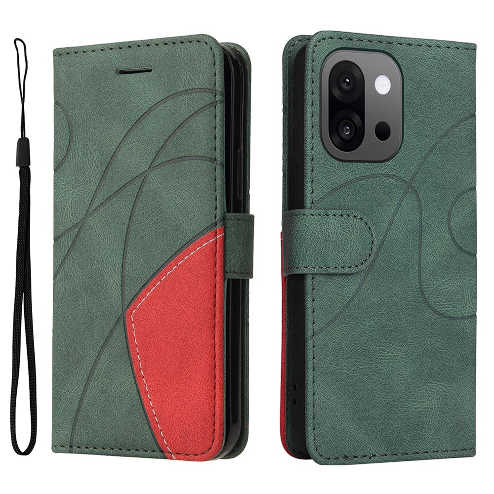 For OnePlus 13T 5G Leather Phone Case Stand Wallet with Bi-colour Splicing Design