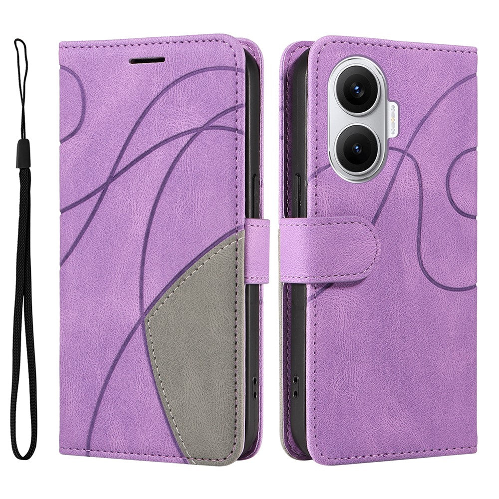 For Xiaomi Poco F7 5G / Xiaomi Redmi Turbo 4 Pro 5G Leather Phone Case Stand Wallet with Bi-colour Splicing Design