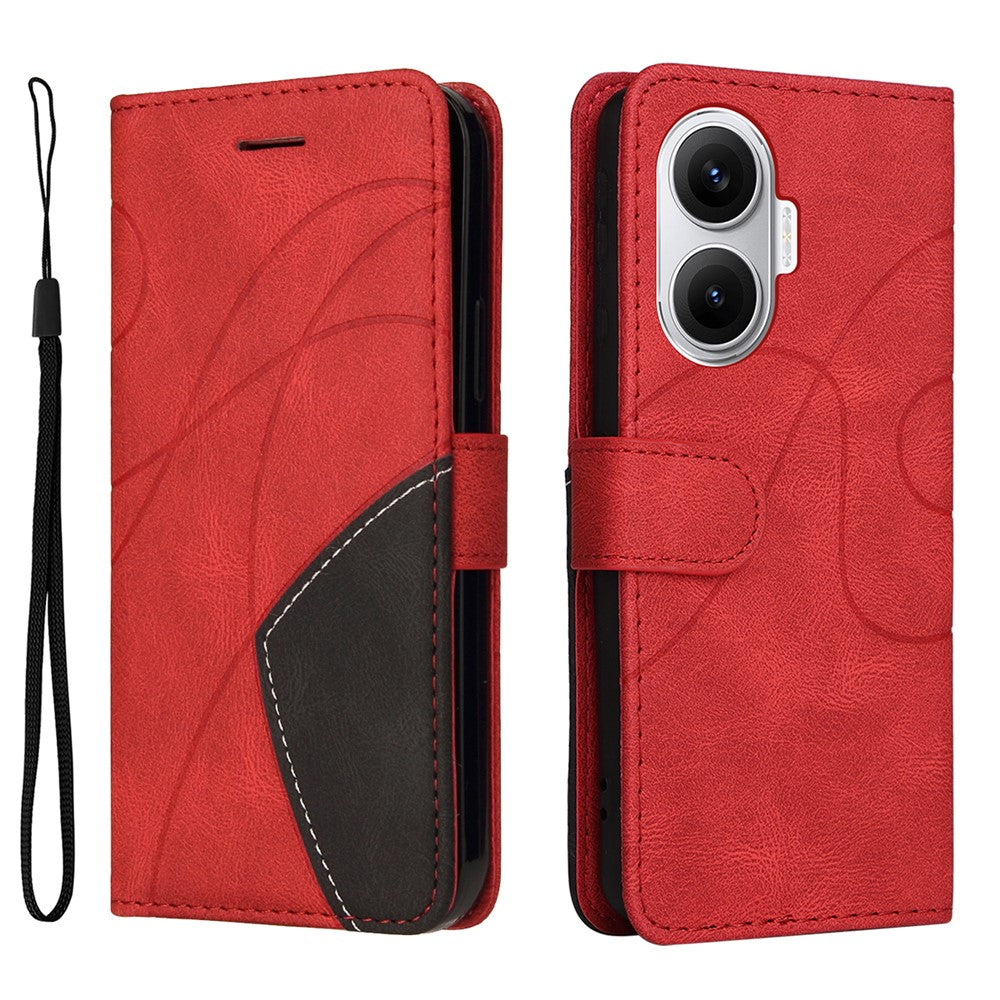 For Xiaomi Poco F7 5G / Xiaomi Redmi Turbo 4 Pro 5G Leather Phone Case Stand Wallet with Bi-colour Splicing Design
