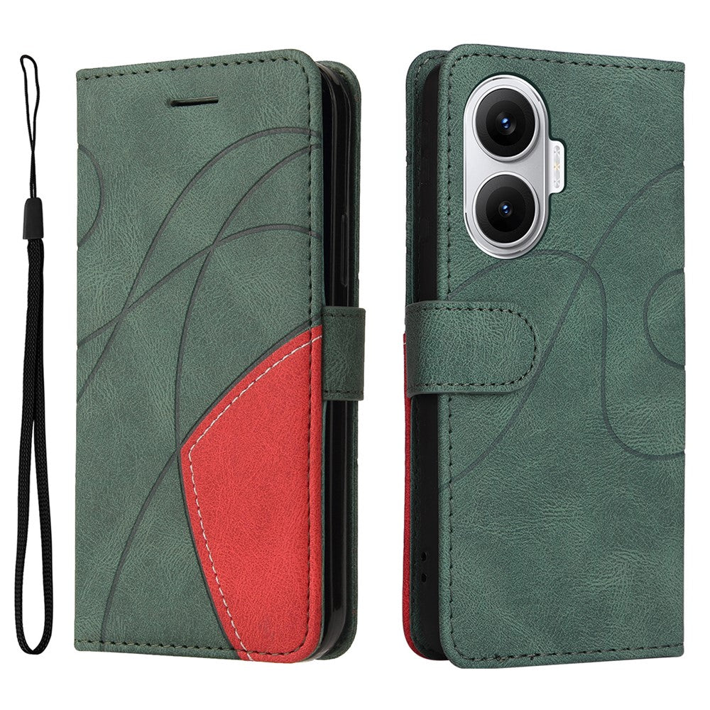 For Xiaomi Poco F7 5G / Xiaomi Redmi Turbo 4 Pro 5G Leather Phone Case Stand Wallet with Bi-colour Splicing Design