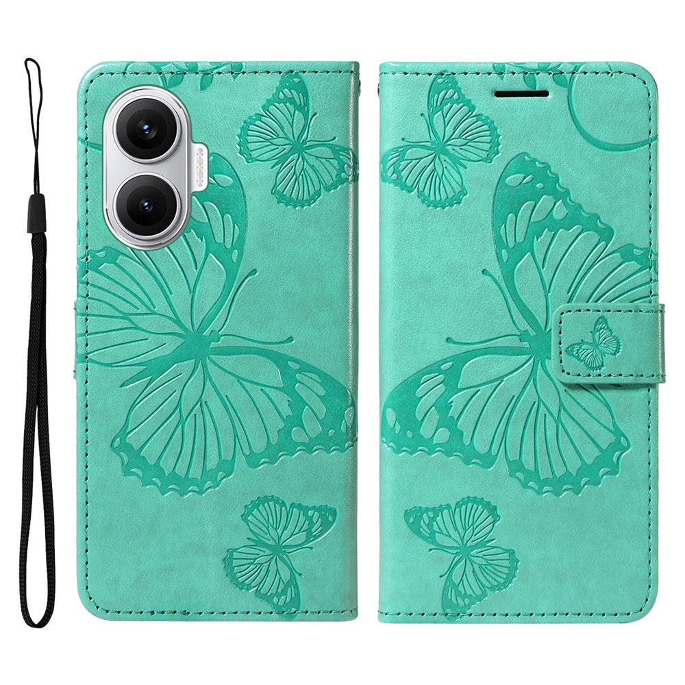 Xiaomi Poco F7 5G / Xiaomi Redmi Turbo 4 Pro 5G Plånboksfodral Läderfodral med Blommigt Fjärilstryck Stativ