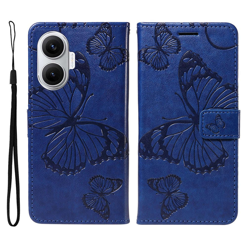 Xiaomi Poco F7 5G / Xiaomi Redmi Turbo 4 Pro 5G Plånboksfodral Läderfodral med Blommigt Fjärilstryck Stativ