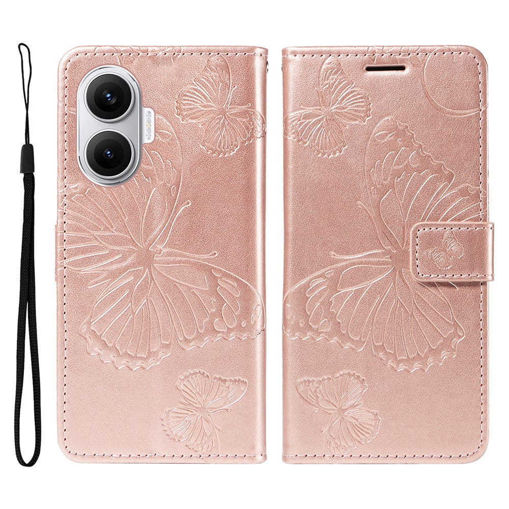 Xiaomi Poco F7 5G / Xiaomi Redmi Turbo 4 Pro 5G Plånboksfodral Läderfodral med Blommigt Fjärilstryck Stativ