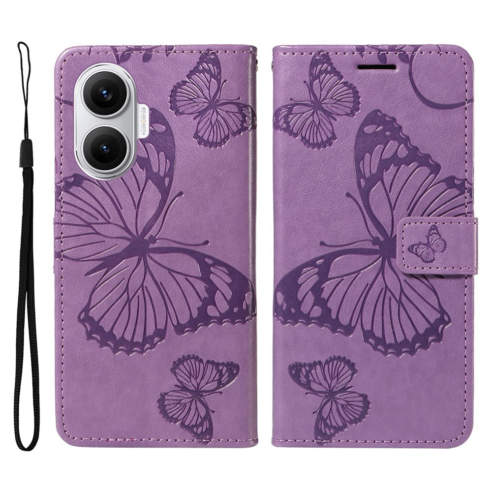 Xiaomi Poco F7 5G / Xiaomi Redmi Turbo 4 Pro 5G Plånboksfodral Läderfodral med Blommigt Fjärilstryck Stativ