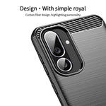 MOFI For Samsung Galaxy M56 5G Back Cover Brushed Texture Carbon Fiber Soft TPU Case