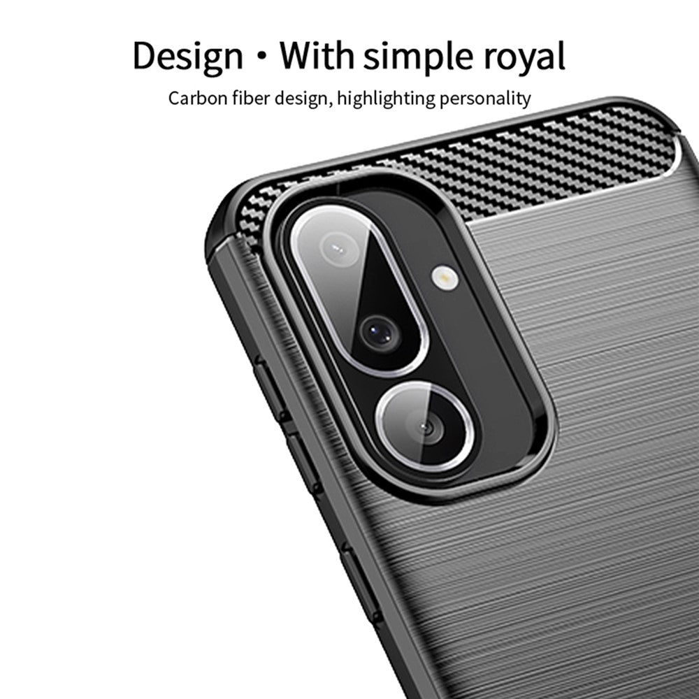 MOFI For Samsung Galaxy M56 5G Back Cover Brushed Texture Carbon Fiber Soft TPU Case