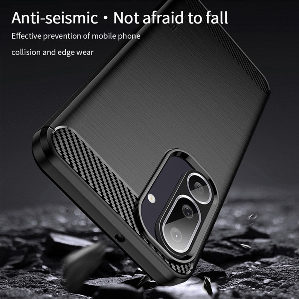MOFI For Samsung Galaxy M56 5G Back Cover Brushed Texture Carbon Fiber Soft TPU Case