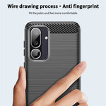 MOFI For Samsung Galaxy M56 5G Back Cover Brushed Texture Carbon Fiber Soft TPU Case
