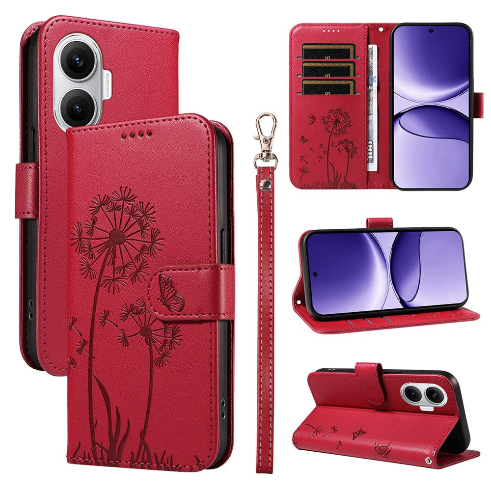 For Xiaomi Poco F7 5G / Redmi Turbo 4 Pro 5G Leather Wallet Case with Strap Dandelion Imprint Phone Stand Cover