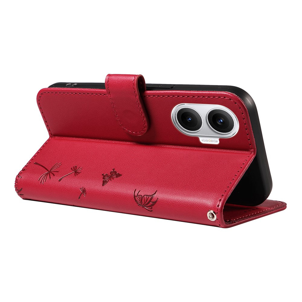 For Xiaomi Poco F7 5G / Redmi Turbo 4 Pro 5G Leather Wallet Case with Strap Dandelion Imprint Phone Stand Cover