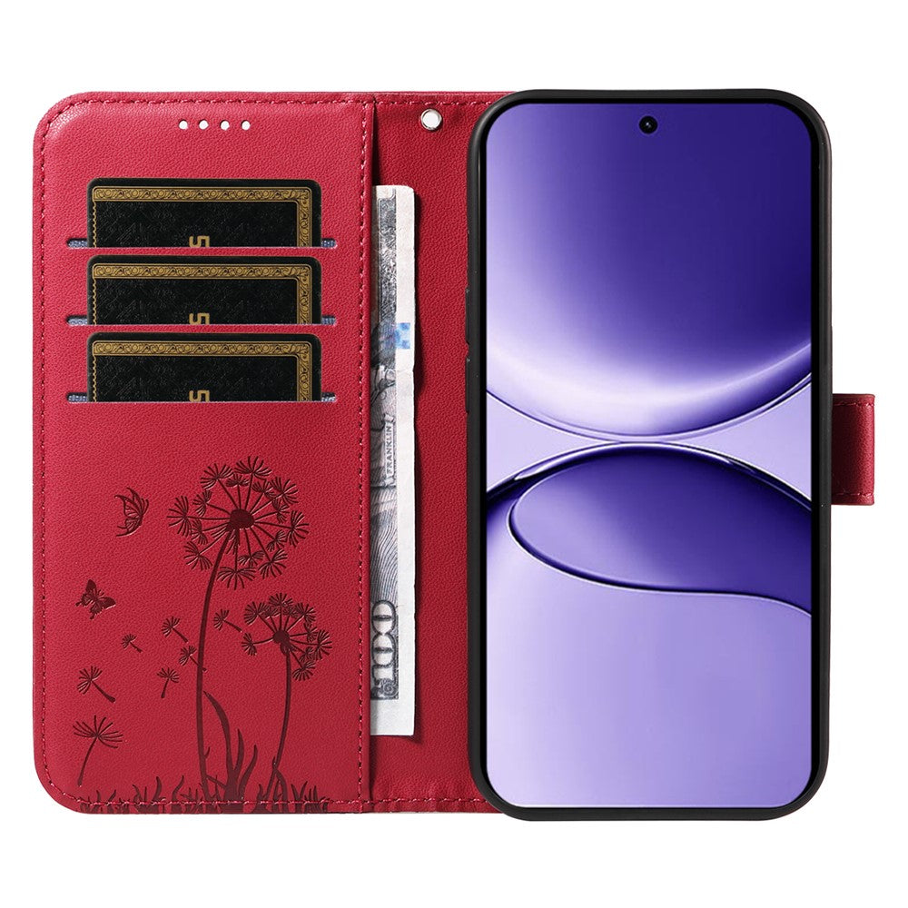 For Xiaomi Poco F7 5G / Redmi Turbo 4 Pro 5G Leather Wallet Case with Strap Dandelion Imprint Phone Stand Cover