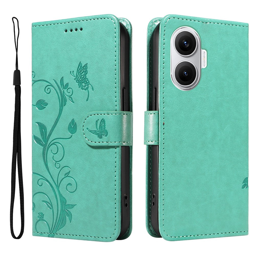 For Xiaomi Poco F7 5G / Xiaomi Redmi Turbo 4 Pro 5G PU Leather Cases Flower Pattern Wallet Stand Phone Cover with Strap
