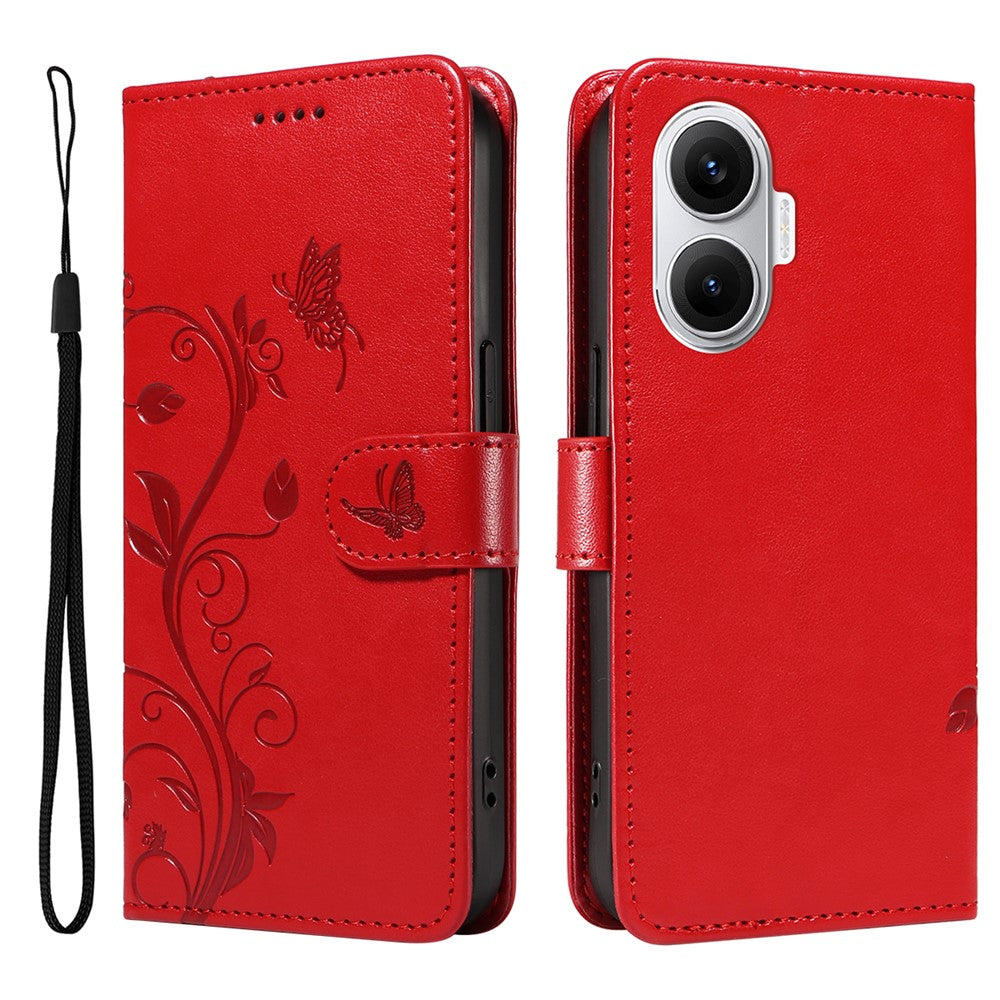 For Xiaomi Poco F7 5G / Xiaomi Redmi Turbo 4 Pro 5G PU Leather Cases Flower Pattern Wallet Stand Phone Cover with Strap