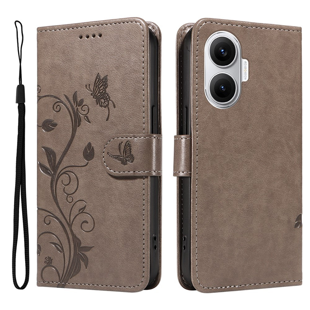 For Xiaomi Poco F7 5G / Xiaomi Redmi Turbo 4 Pro 5G PU Leather Cases Flower Pattern Wallet Stand Phone Cover with Strap