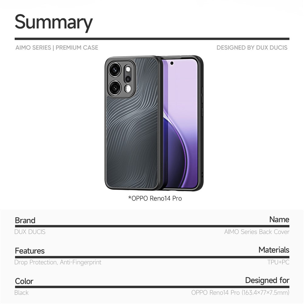 DUX DUCIS For Oppo Reno14 Pro 5G (Global) Case  Aimo Series TPU+PC Matte Drop-Proof Phone Cover (REACH Certification)