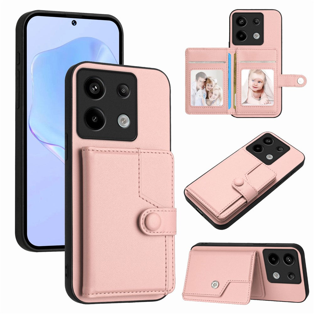 For Xiaomi Poco X6 5G / Xiaomi Redmi Note 13 Pro 5G Case RFID Blocking Card Holder Kickstand TPU + PU Leather Phone Back Cover