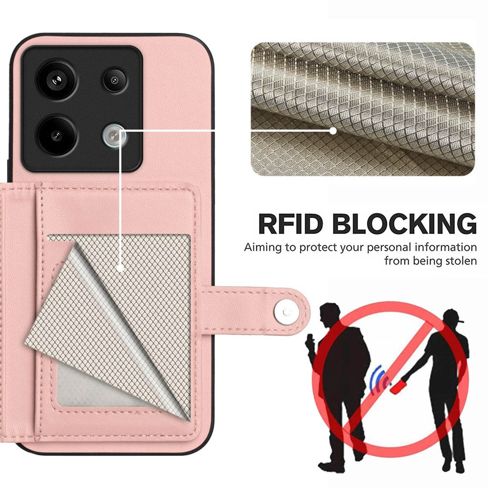 For Xiaomi Poco X6 5G / Xiaomi Redmi Note 13 Pro 5G Case RFID Blocking Card Holder Kickstand TPU + PU Leather Phone Back Cover
